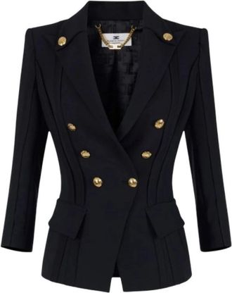 Elisabetta Franchi Double-stretch Crepe Jas - Dames - Blazers - Zwart - M - Leer - Jassen
