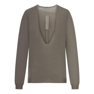Rick Owens V-neck Knitwear, female, Gray, Size: M Deep V Neck Sweater