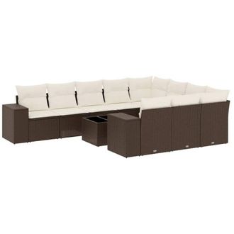 vidaXL Set De Sof&aacute;s De Jard&iacute;n 11 Pzas Cojines Rat&aacute;n Sint&eacute;tico Marr&oacute;n Vidaxl