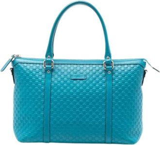 Gucci Pre-owned Satchel - Dames - Vintage Handtas - Blauw - ONE Size - Leer - Vintage