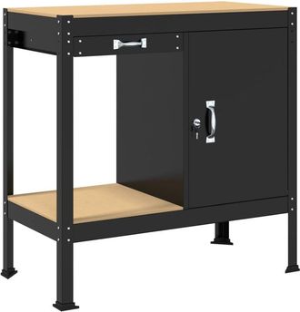 vidaXL Banco da lavoro con cassetto con blocco Nero 90 x 49 x 91 cm vidaXL