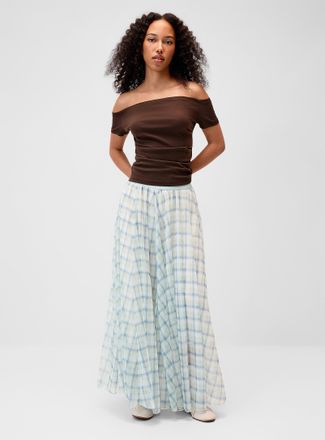 Twik Womens Checkered chiffon maxi skirt