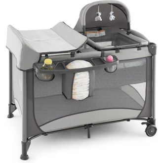 Costway Costway - 5 En 1 Cuna De Viaje Para Ni&ntilde;os, Centro Infantil Port&aacute;til Con Cuna, Cuna Y Cambiador De Pa&ntilde;ales Para Beb&eacute;s Y Colch&oacute;n Extra&iacute;ble, Cesta De Alm