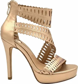 Ex&eacute; Womens Vivian Laser-Cut Strappy Sandals In Champagne
