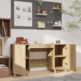 Berkfield Home Decorative Desk Sonoma Oak 140x50x75 cm Engineered Wood in Light Oak | Size: 140 x 50 x 75 cm