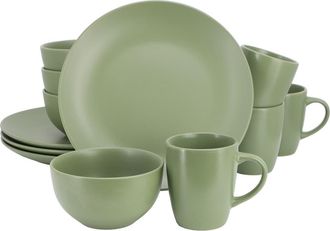 Gibson Home Everyday Plus 12 Piece Round Stoneware Dinnerware Set in Green at Nordstrom