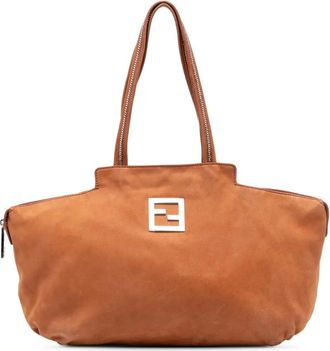 Fendi Borsa tote FF media in nubuck con catena 2010-2025 - Marrone