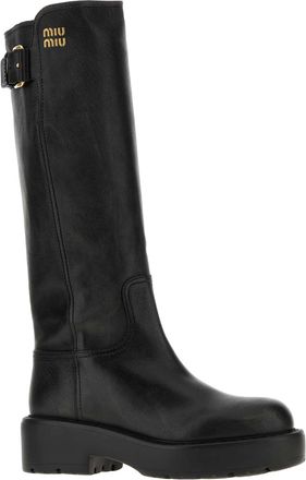 Miu Miu Womens Black Leather Boots Nero Stivali