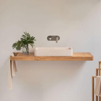 Sklum Conjunto De Mueble De Ba&ntilde;o 130x45 Cm Suspendido En Madera De Teca Neill Sklum