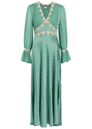 Rixo Rixo Arlena Floral-jacquard Georgette and Satin Midi Dress - Green - 6 (UK6 / Xxs)