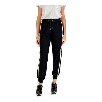 Liu Jo Sweatpants, female, Black, Size: W34 Lace-Up Cotton Blend Trousers with Front Pockets