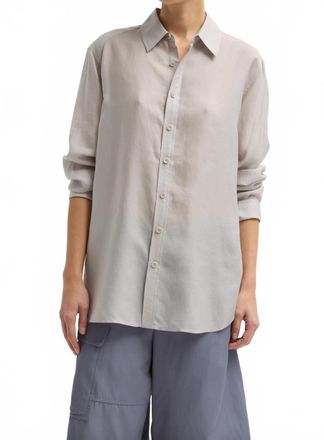 Tibi Silk Voile Charlie Mens Slim Shirt In Stone