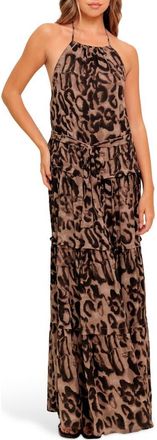 Flying Tomato Leopard Print Scoop Neck Maxi Dress at Nordstrom Rack, Size Medium