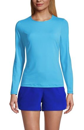 Lands End Long Sleeve Relaxed UPF 50 Rash Guard in Turquoise at Nordstrom, Size X-Small