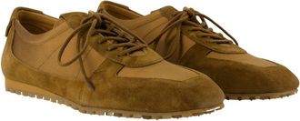 Aeyde Womens Suede Lace-Up Flat Brown Calfskin