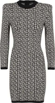 Balmain Jacquard Monogram Mini Dress, Brand Size 40 (US Size 8)