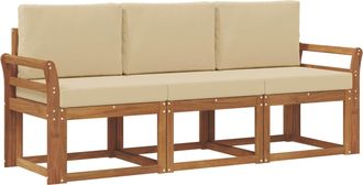 vidaXL Conjunto De Sof&aacute;s De Exterior 3 Uds. Natural Y Beige Vidaxl