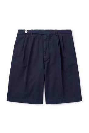 Brunello Cucinelli Straight-Leg Pleated Cotton-Twill Shorts