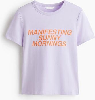 H&M Printed Viscose-blend T-shirt in Light Purple/manifesting at Nordstrom, Size X-Small