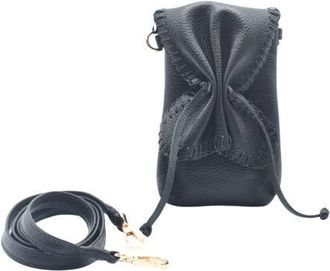 Carlos Falchi Cell Phone Butterly To Grain Leather Bag in Black Obsidian at Nordstrom