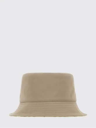 Burberry Equestrian Knight Logo Bucket Hat in Beige Technical Fabric