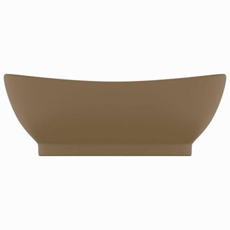 Berkfield Home Luxury Basin Overflow Oval Matt Cream 58.5x39 cm Ceramic in Tan