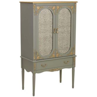 Wanderlust Deco Armario De Madera Azul De 1 Caj&oacute;n Y 2 Puertas 80x42x140h Cm