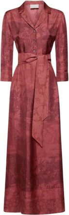 Pierre-Louis Mascia Aloegum Blousejurk - Dames - Maxi kleedjes - Rood - S - Leer - Kleedjes