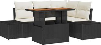 vidaXL Vidaxl - Garden Sofa Set with Storage 5 pcs Black Poly rattan