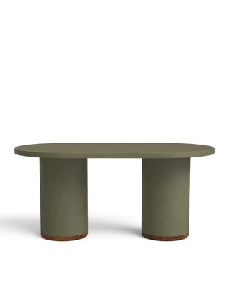 Hannun Mesa de exterior de microcemento en color verde oliva, 160cm