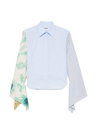 Moschino Light Blue Panelled Floral Stripe Shirt