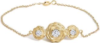 House of Brilliance 14K Yellow Gold Plated Sterling Silver 1/2 Cttw Lab Grown Diamond Rose Motif Link Bracelet