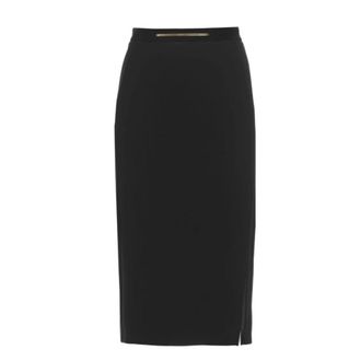 Elisabetta Franchi Midi Skirts, female, Black, Size: XL Skirt with Jewel Plaque