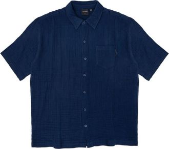 Daily Paper Clothing Seersucker Shirt met Korte Mouwen - Heren - Korte mouwen Overhemden - Blauw - S - Katoen - Overhemden