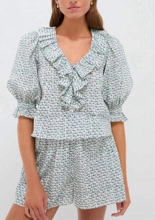 Hunter Bell Imogen V-Neck Blouse In Ditsy Floral