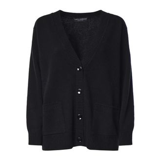 Dolce & Gabbana Wollen vest met geborduurd logo - Dames - Truien - Zwart - Maat: S Wol