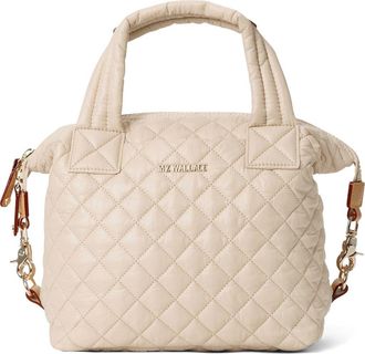 MZ Wallace Small Sutton Deluxe Diamond Quilted Nylon Tote in Buff at Nordstrom