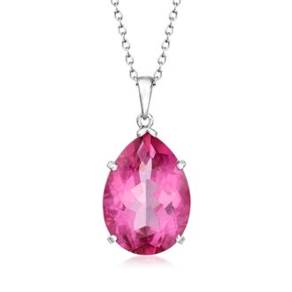 Ross-Simons Pink Topaz Pendant Necklace in Sterling Silver