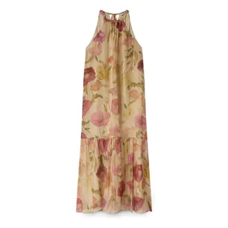 Motivi Kleedjes, Dames, Beige, 2Xl, Chiffon, Maxi Kleedjes