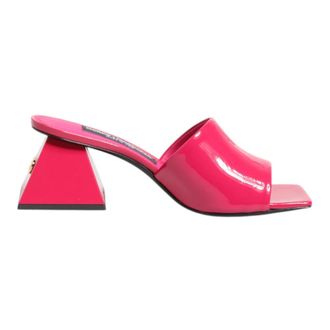 Dolce & Gabbana Roze Open Teen Blokhak Sandalen - Dames - Muiltjes - Roze - 35 EU - Leer - Schoenen