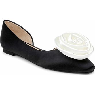 Badgley Mischka Jana Half dOrsay Flat in Black Satin at Nordstrom Rack, Size 6.5