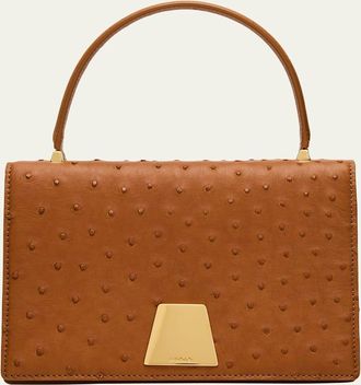 Akris Alice Small Ostrich Leather Top-Handle Bag