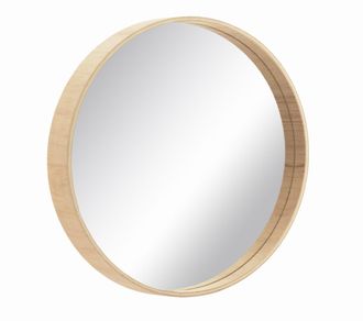 OEM Espejo Redondo Bd Art De 70 Cm, Madera Contrachapada Natural, Perfil Bajo