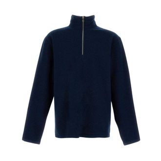 Rier Turtlenecks, male, Blue, S, High-neck Zip Sweatshirt