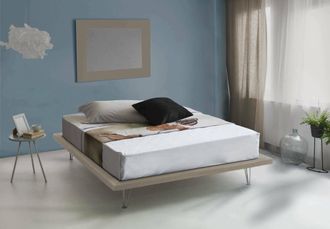 Talamo Italia Cama Matrimonial Linda, Cama Fija En Tela Con Pies, 100% Made In Italy, Adecuado Para Colch&oacute;n Cm 160x200, Beige, Con Embalaje Reforzado - Talamo Itali