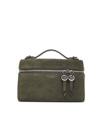 Tory Burch Tory Burch Romy Slim Top Handle groene su&egrave;de tas