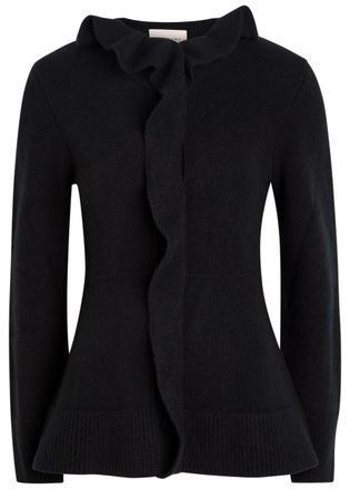 Liberowe Ruffled Wool Cardigan - Black - S (UK8-10 / S)