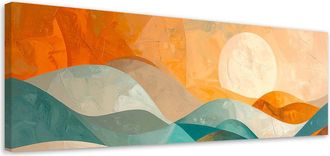 Feeby Impresi&oacute;n De Imagen, Olas Abstracci&oacute;n En Colores Turquesa Y Beige, 120x40