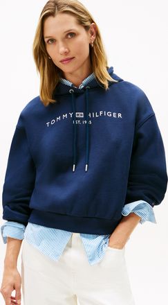 Tommy Hilfiger Kapuzensweatshirt TOMMY HILFIGER CORP LOGO MDRN HOODIE, Damen, Gr. XXL (44), schwarz night navy, Sweatware, Obermaterial: 63% Baumwolle, 37% Polyester