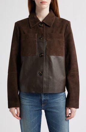 Bernardo Short Suede & Leather Jacket in Chocolate at Nordstrom Rack, Size Small